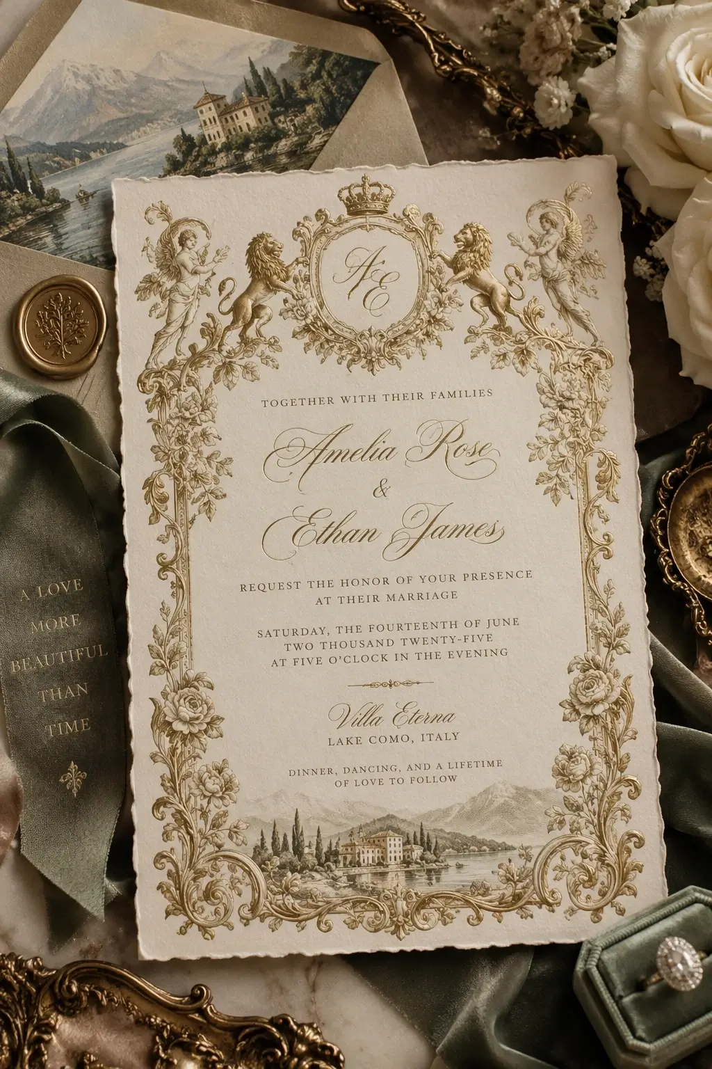 Ornate wedding invitation design example